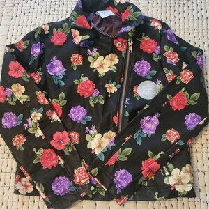 Disney Rapunzel Moto Jacket Black Floral Size 7/8 Tangled Brand New